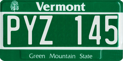 VT license plate PYZ145