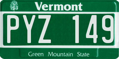 VT license plate PYZ149
