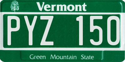 VT license plate PYZ150