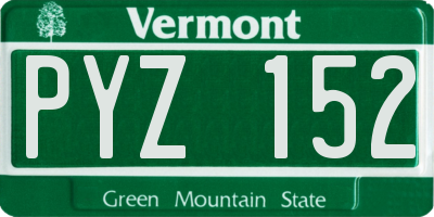 VT license plate PYZ152