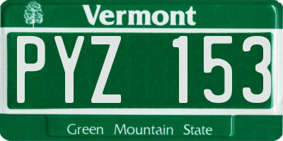 VT license plate PYZ153