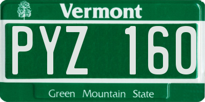 VT license plate PYZ160