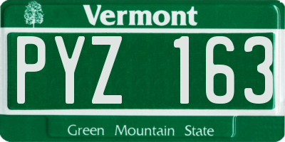VT license plate PYZ163