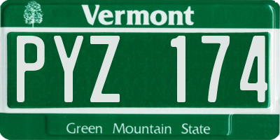 VT license plate PYZ174