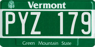 VT license plate PYZ179
