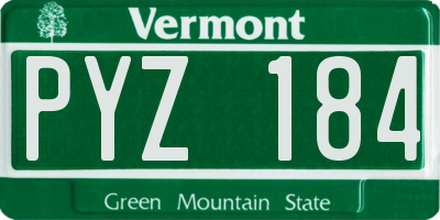 VT license plate PYZ184