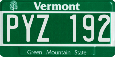 VT license plate PYZ192