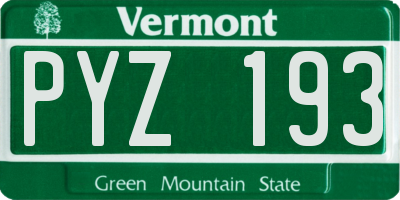VT license plate PYZ193