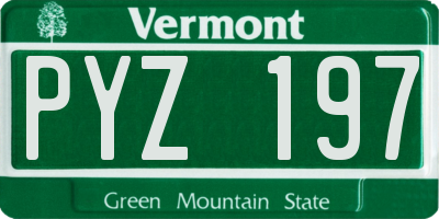 VT license plate PYZ197