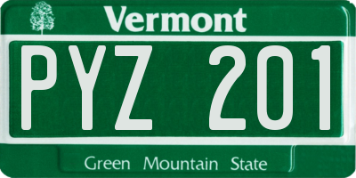 VT license plate PYZ201