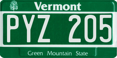 VT license plate PYZ205