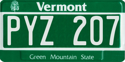 VT license plate PYZ207