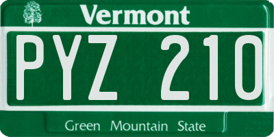 VT license plate PYZ210
