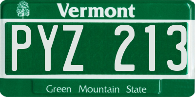 VT license plate PYZ213