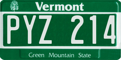 VT license plate PYZ214