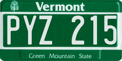 VT license plate PYZ215