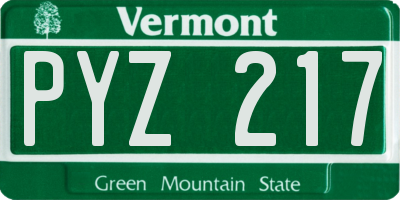 VT license plate PYZ217