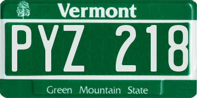 VT license plate PYZ218