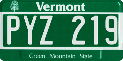 VT license plate PYZ219