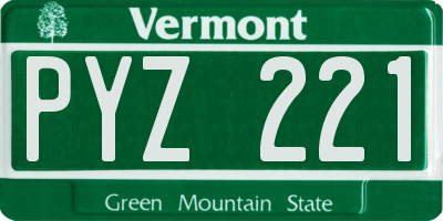 VT license plate PYZ221