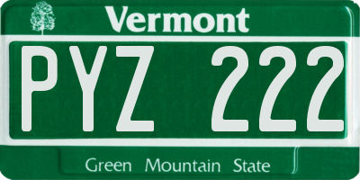 VT license plate PYZ222