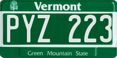VT license plate PYZ223