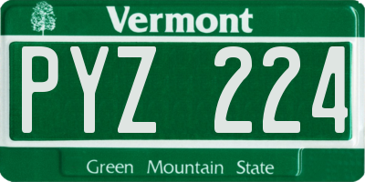 VT license plate PYZ224
