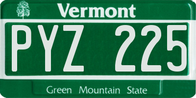 VT license plate PYZ225