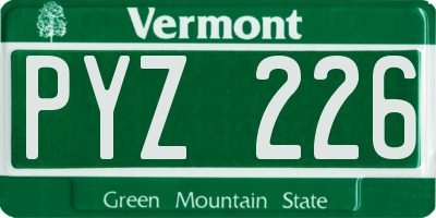 VT license plate PYZ226