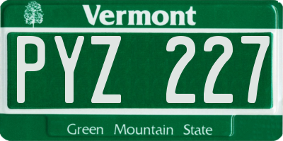 VT license plate PYZ227