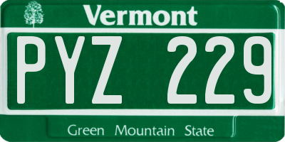 VT license plate PYZ229