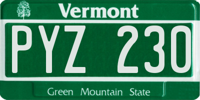 VT license plate PYZ230