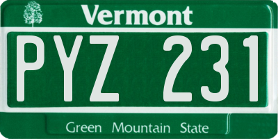 VT license plate PYZ231
