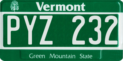 VT license plate PYZ232