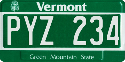 VT license plate PYZ234