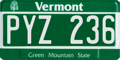 VT license plate PYZ236