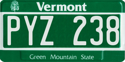 VT license plate PYZ238