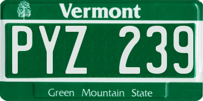VT license plate PYZ239