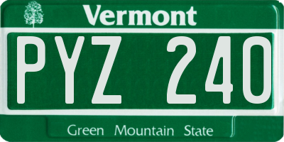 VT license plate PYZ240