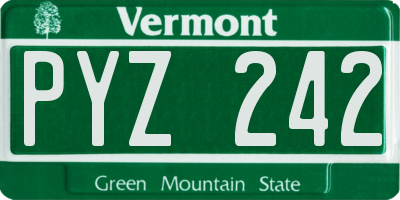 VT license plate PYZ242