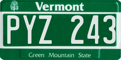 VT license plate PYZ243