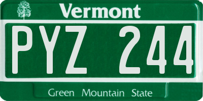 VT license plate PYZ244