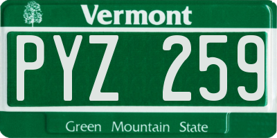 VT license plate PYZ259