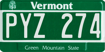 VT license plate PYZ274