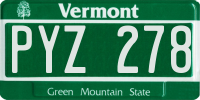 VT license plate PYZ278