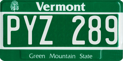 VT license plate PYZ289