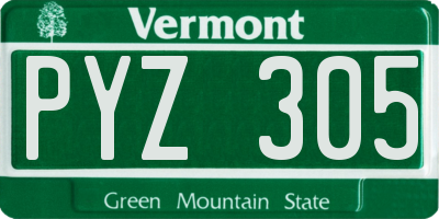 VT license plate PYZ305
