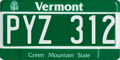 VT license plate PYZ312