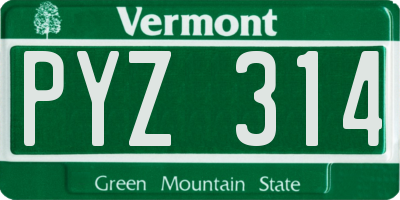 VT license plate PYZ314