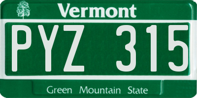 VT license plate PYZ315